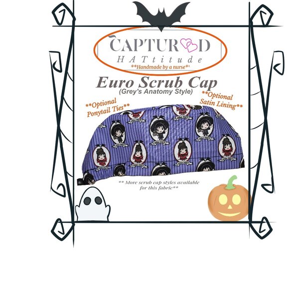 Womens Beetlejuice Movie Inspired Lydia Deetz Euro Scrub Cap, Handmade NWOT - Picture 1 of 8